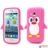 Силиконовый чехол Пингвин для Samsung S7562 Galaxy S Duos (розовый)